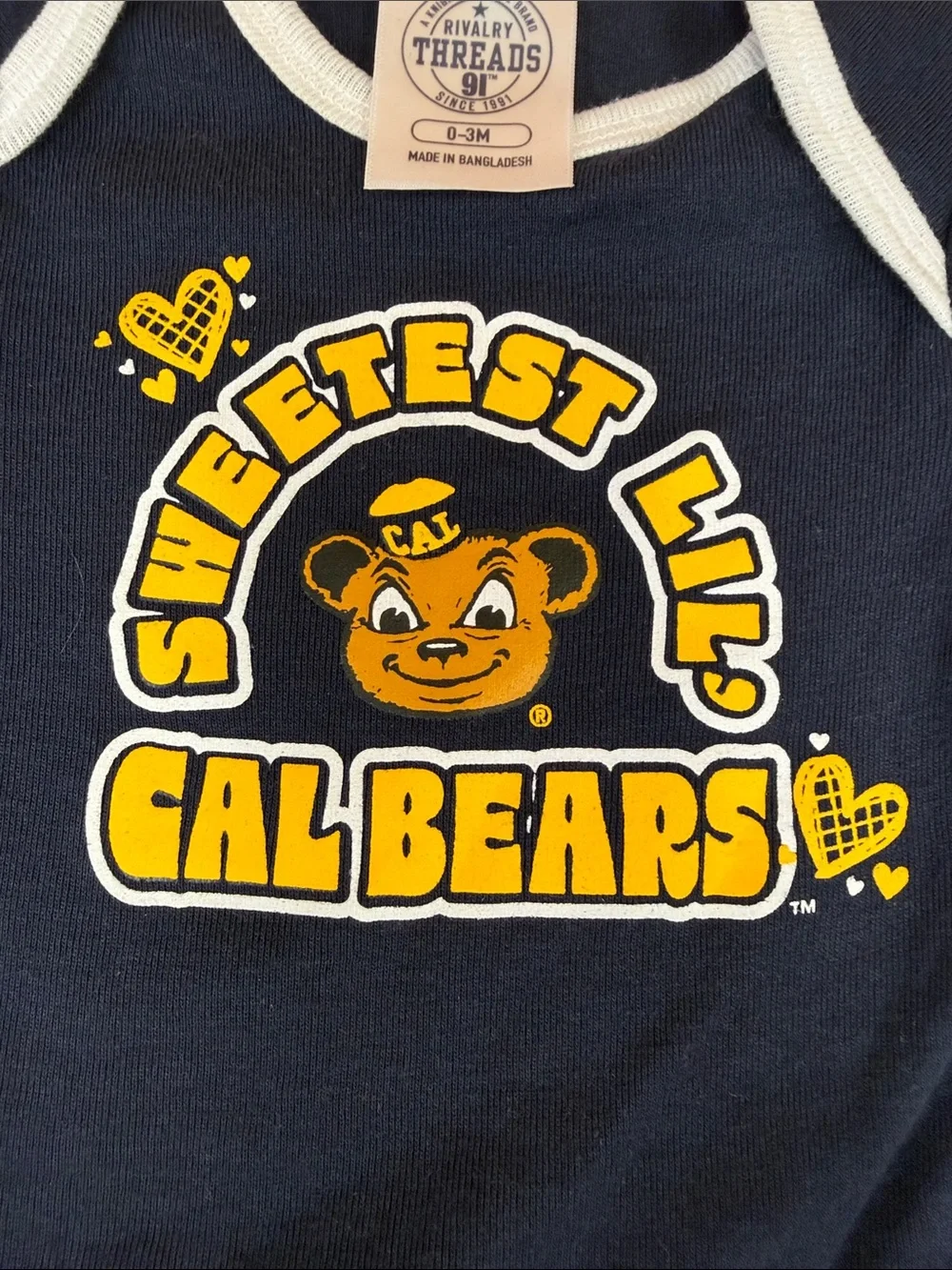 Rivalry Threads Sweetest Lil' Cal Bears Navy One-Piece Bodysuit size 0-3 months